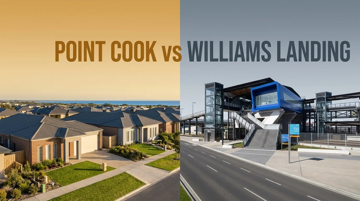 Spaghetti-western style poster of a dusty street dividing Point Cook's family homes from Williams Landing station, with a $40,000 wanted poster in the centre